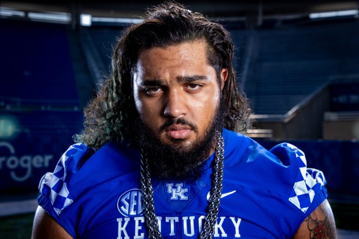 UK senior offensive lineman Darian Kinnard. Aug. 6, 2021 Kinnard Darian Uk Football139